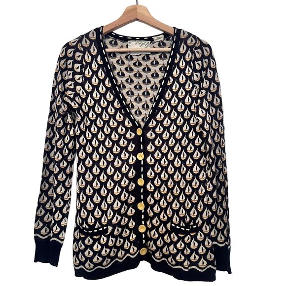 Anthropologie SPARROW Aye aye Nautical inspired cardigan sailboat pattern size S - Picture 1 of 10